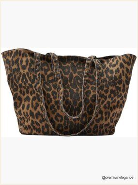 Large Leopard Print Hobo Tote Shoulder Bag with Zipper